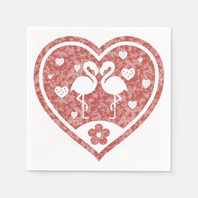 Servilleta De Papel Corazón texturizado Flamingo Love (Anverso)