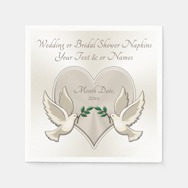 Servilleta De Papel Corazón y amor Aves Boda Cocktail Napkins (Anverso)