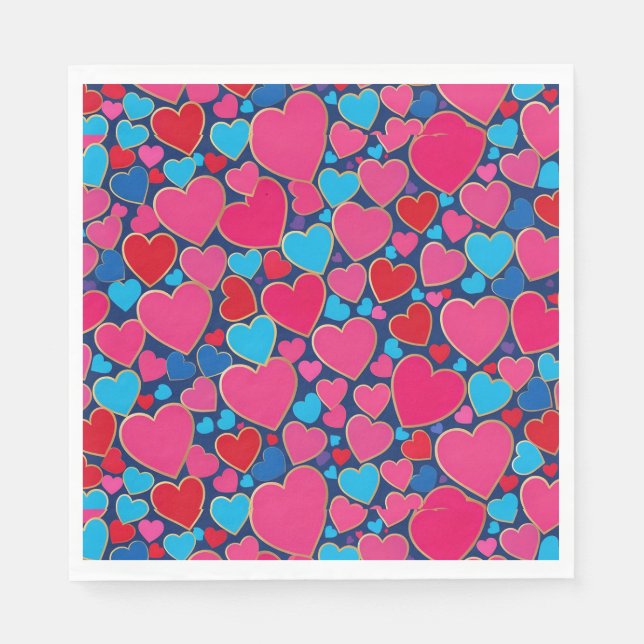 Servilleta De Papel Corazones 3d rosados (Anverso)