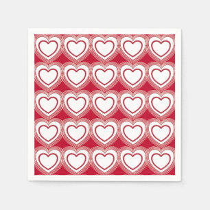 Servilleta De Papel Corazones abstractos modernos - rojo y blanco