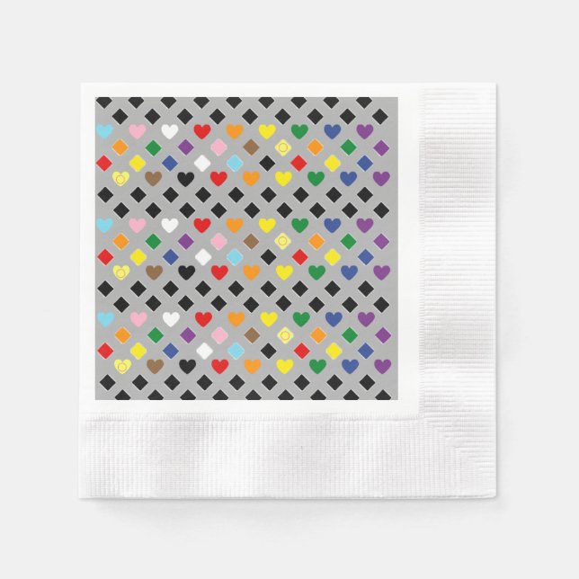 Servilleta De Papel Corazones arcoiris (Anverso)