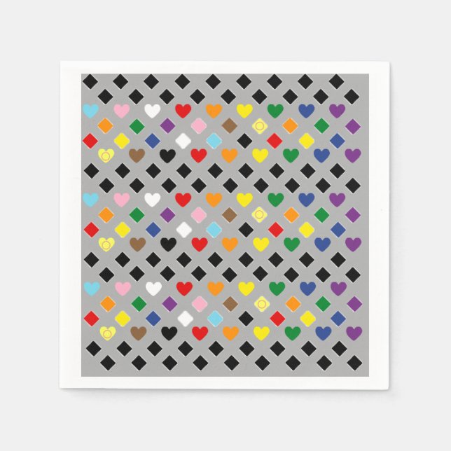 Servilleta De Papel Corazones arcoiris (Anverso)
