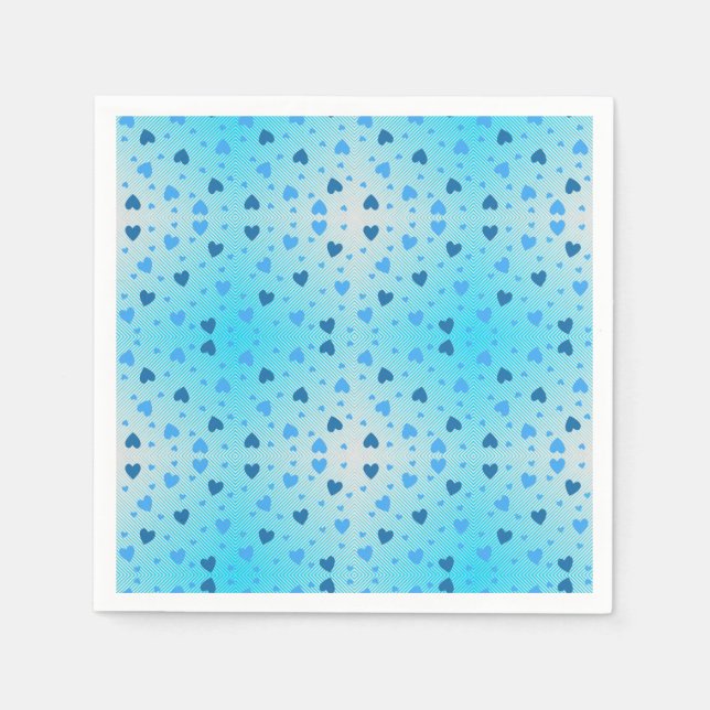 Servilleta De Papel Corazones azules dispersos en el anillo de diamant (Anverso)