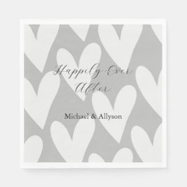 Servilleta De Papel Corazones Blancos Grises Boda