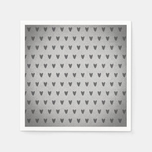 Servilleta De Papel Corazones caprichosos de arpillera gris granja rús