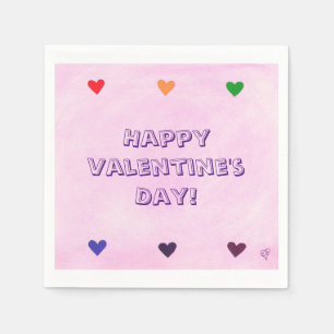 Servilleta De Papel Corazones coloridos Mezclas de San Valentín rosado