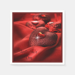 Servilleta De Papel Corazones con brillo romántico Día de San Valentín