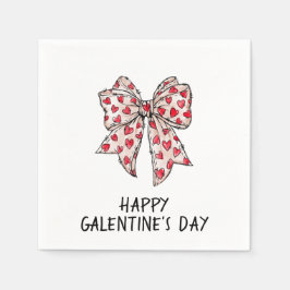 Servilleta De Papel Corazones con Lazo Rojo