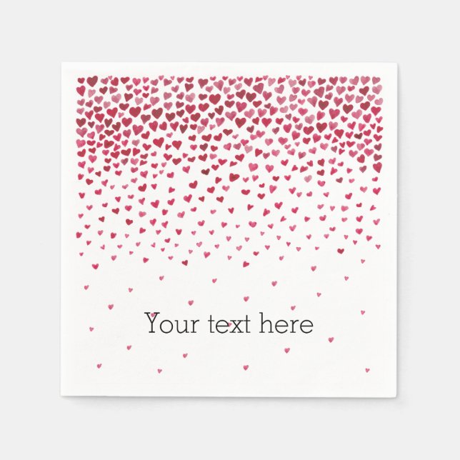 Servilleta De Papel Corazones de acuarela que caen (Anverso)