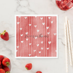 Servilleta De Papel Corazones de Amor Rayas Blancas Rojos Románticos