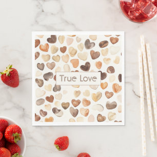 Servilleta De Papel Corazones de amor verdadero de café con crema