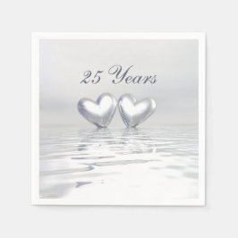 Servilleta De Papel Corazones de aniversario de plata