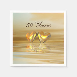 Servilleta De Papel Corazones de Aniversario Dorado