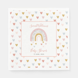 Servilleta De Papel Corazones de Baby Shower de arcoiris silenciosos y