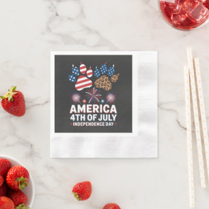Servilleta De Papel Corazones de bandera americana de leopardo lindo 4