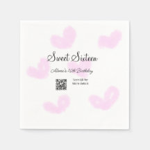 Corazones de color rosa QR Dulce cumpleaños
