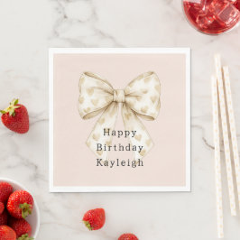 Servilleta De Papel Corazones de crema sonrosada lazos cumpleaños