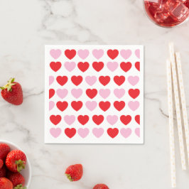 Servilleta De Papel Corazones de Día de San Valentín rojo y rosa