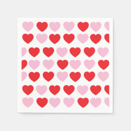 Servilleta De Papel Corazones de Día de San Valentín rojo y rosa