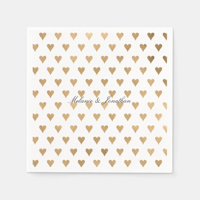 Servilleta De Papel Corazones de oro (Anverso)