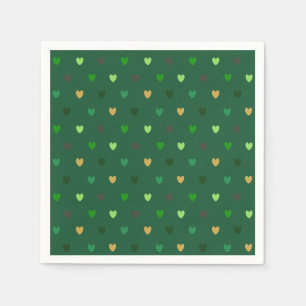 Servilleta De Papel Corazones de polka sobre el bosque verde