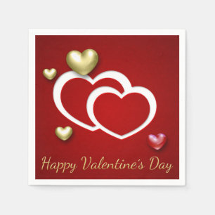 Servilleta De Papel Corazones de San Valentín Rojo Moderno