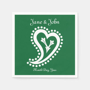 Servilleta De Papel Corazones dulces paisley en toallas verdes