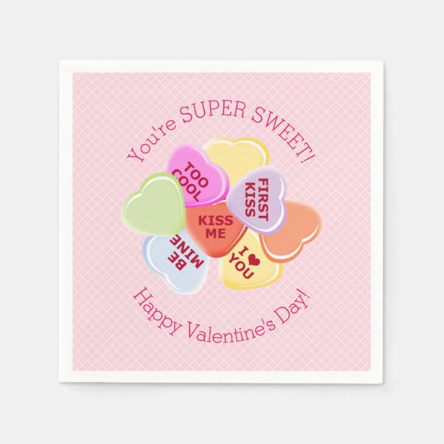 Servilleta De Papel Corazones dulces Valentines Candy (Anverso)