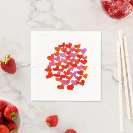 Servilleta De Papel corazones el día de San Valentín - rosa y naranja