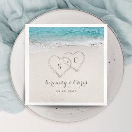 Servilleta De Papel Corazones en la boda de la playa de destino de are