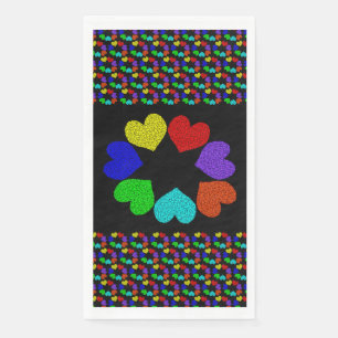 Servilleta De Papel Corazones florales de amor arcoiris