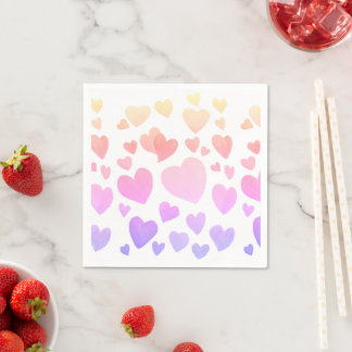 Servilleta De Papel Corazones flotantes de acuarela (personalizable)
