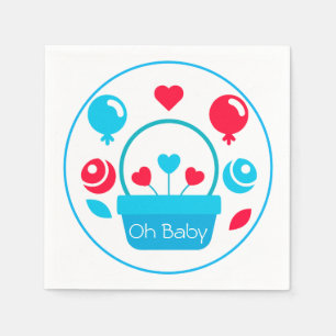 Servilleta De Papel Corazones, globos y cesta del corazón