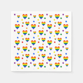 Servilleta De Papel Corazones LGBT arcoiris y patrón de flores colorid