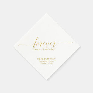 Servilleta De Papel Corazones para Siempre   Memorial con Letra Dorada