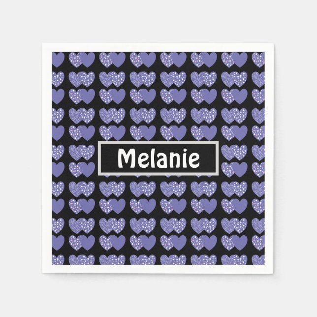 Servilleta De Papel Corazones púrpuras (Anverso)