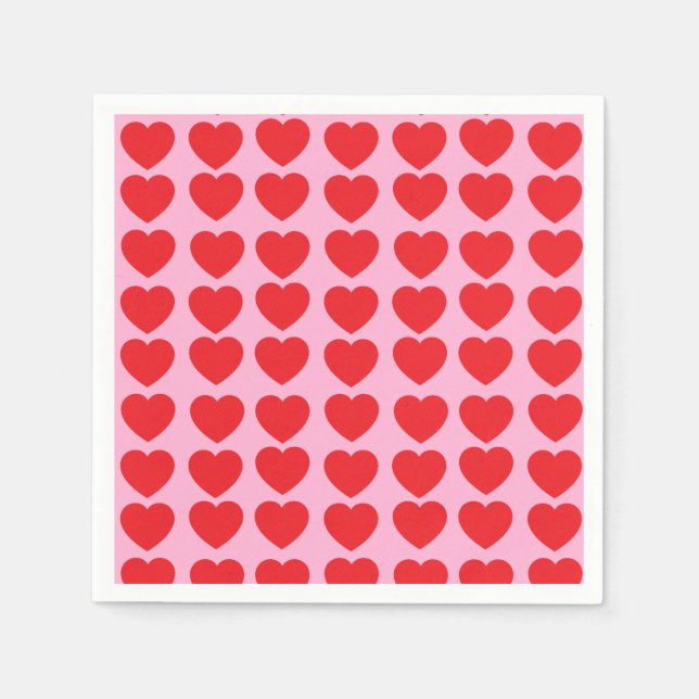 Servilleta De Papel Corazones rojos del día de San Valentín (Anverso)