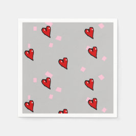 Servilleta De Papel Corazones rojos en gris