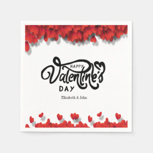Servilleta De Papel Corazones rojos Feliz día de San Valentín