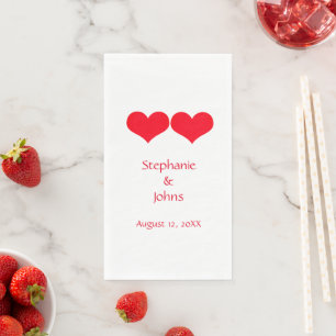 Servilleta De Papel Corazones Rojos Pareja Linda Boda Compromiso Elega
