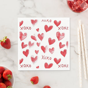 Servilleta De Papel Corazones Rojos XOXO Amor