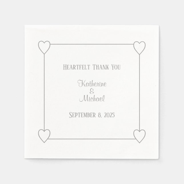 Servilleta De Papel Corazones románticos Boda blanco simple moderno (Anverso)