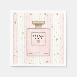 Servilleta De Papel Corazones Rosa y Oro París Perfume Chic Moda