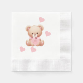 Servilleta De Papel Corazones rosadas de oseo de peluche