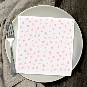 Servilleta De Papel Corazones rosados a la acuarela