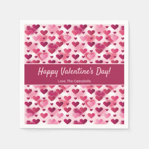 Servilleta De Papel Corazones rosados con texto personalizado Día de S