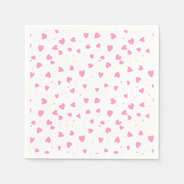 Servilleta De Papel Corazones rosados de Día de San Valentín lindo (Anverso)
