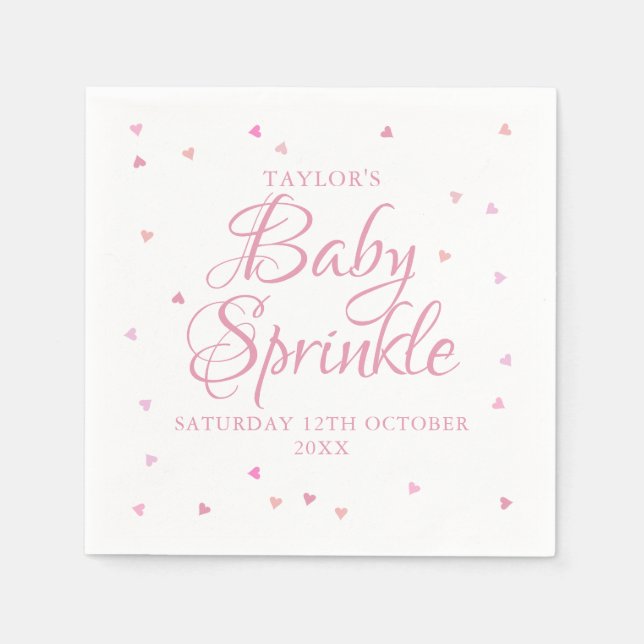 Servilleta De Papel Corazones rosados rociar bebé (Anverso)