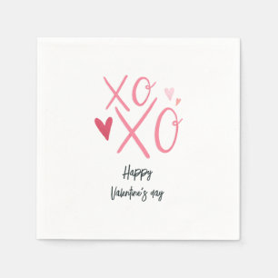 Servilleta De Papel Corazones rosados "XOXO" Feliz día de San Valentín
