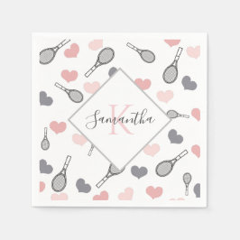 Servilleta De Papel Corazones rosados y raquetas de tenis patrón depor